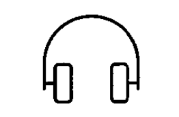 Schwarz-weißes, einfaches Kopfhörer-Icon (Strichzeichnung)